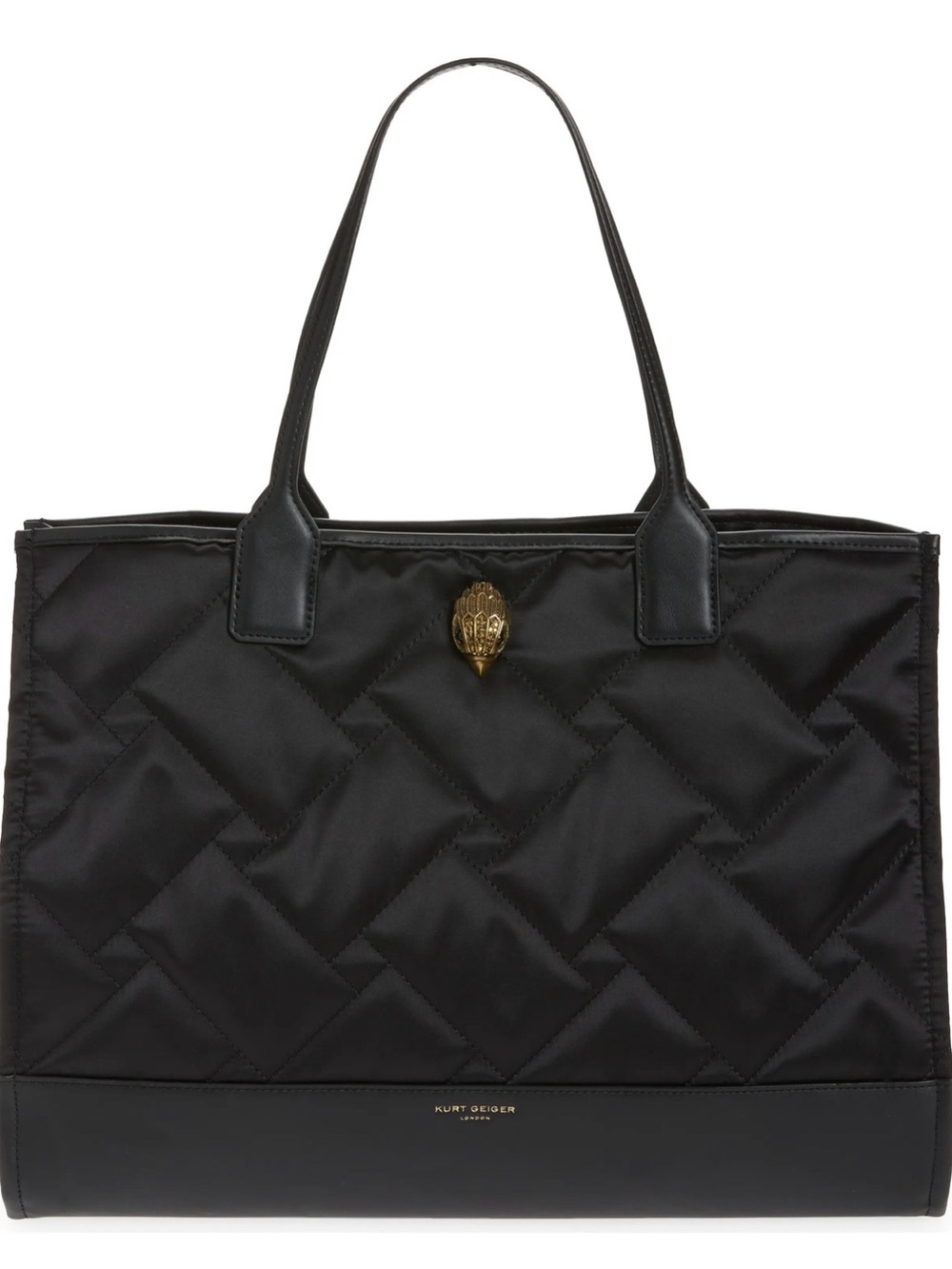Kurt Geiger NWT Black Quilted Tote with Gold Emblem